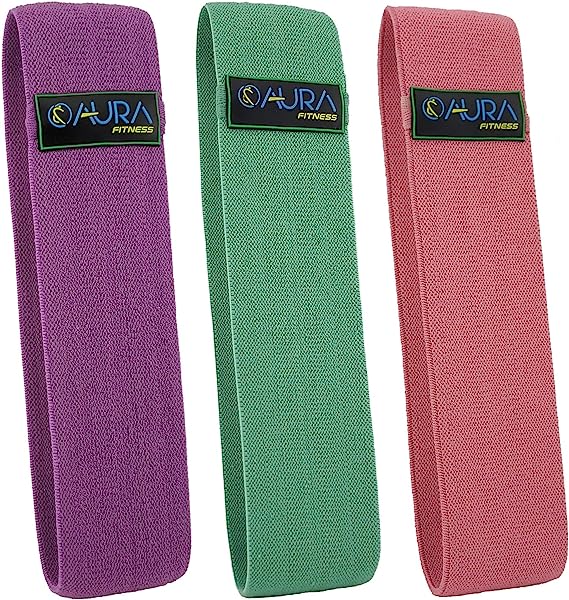 Aura Resistance Bands (Set of 3), Exercise Bands for Hips, Glutes & Legs, Workout Bands for Home Fitness, Yoga, Pilates